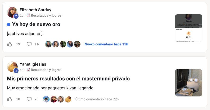 Publicaciones de logros en la comunidad