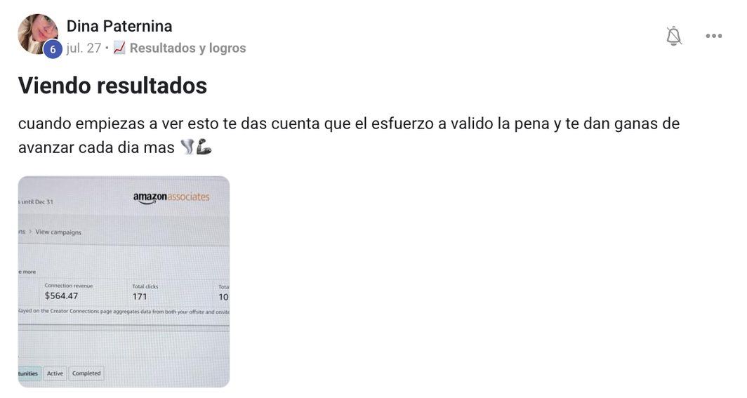Resultado de Dina con Amazon Influencer