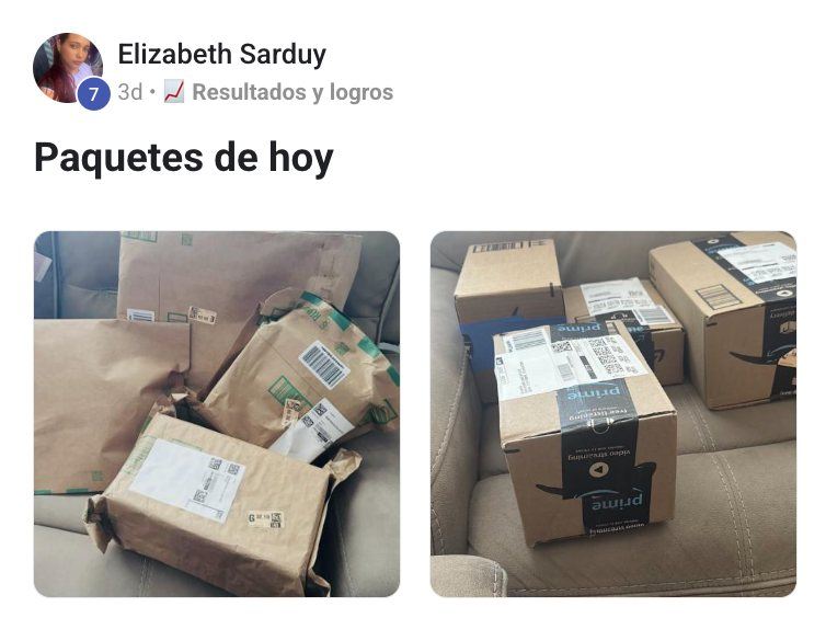Paquetes de Amazon recibidos por Elizabeth